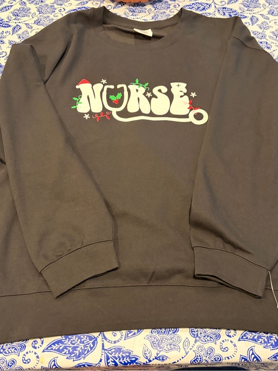 Unknown Tops - NWOT Women’s Plus Size 4X Nurse Holiday Logo Black Sweatshirt